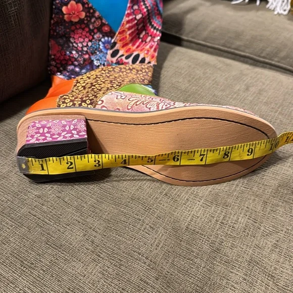 π©· Made in Spain; Super Unique and Brand New! Vegan Leather Colorful Boots 9/40! - Picture 13 of 15